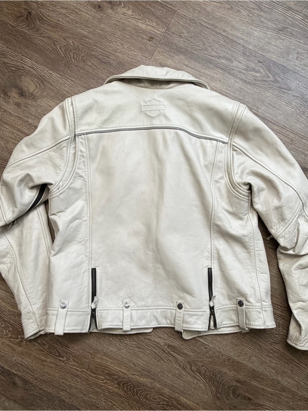 Harley-Davidson Vixen Lane Leather Riding Jacket Beige Size Large - Picture 9 of 10